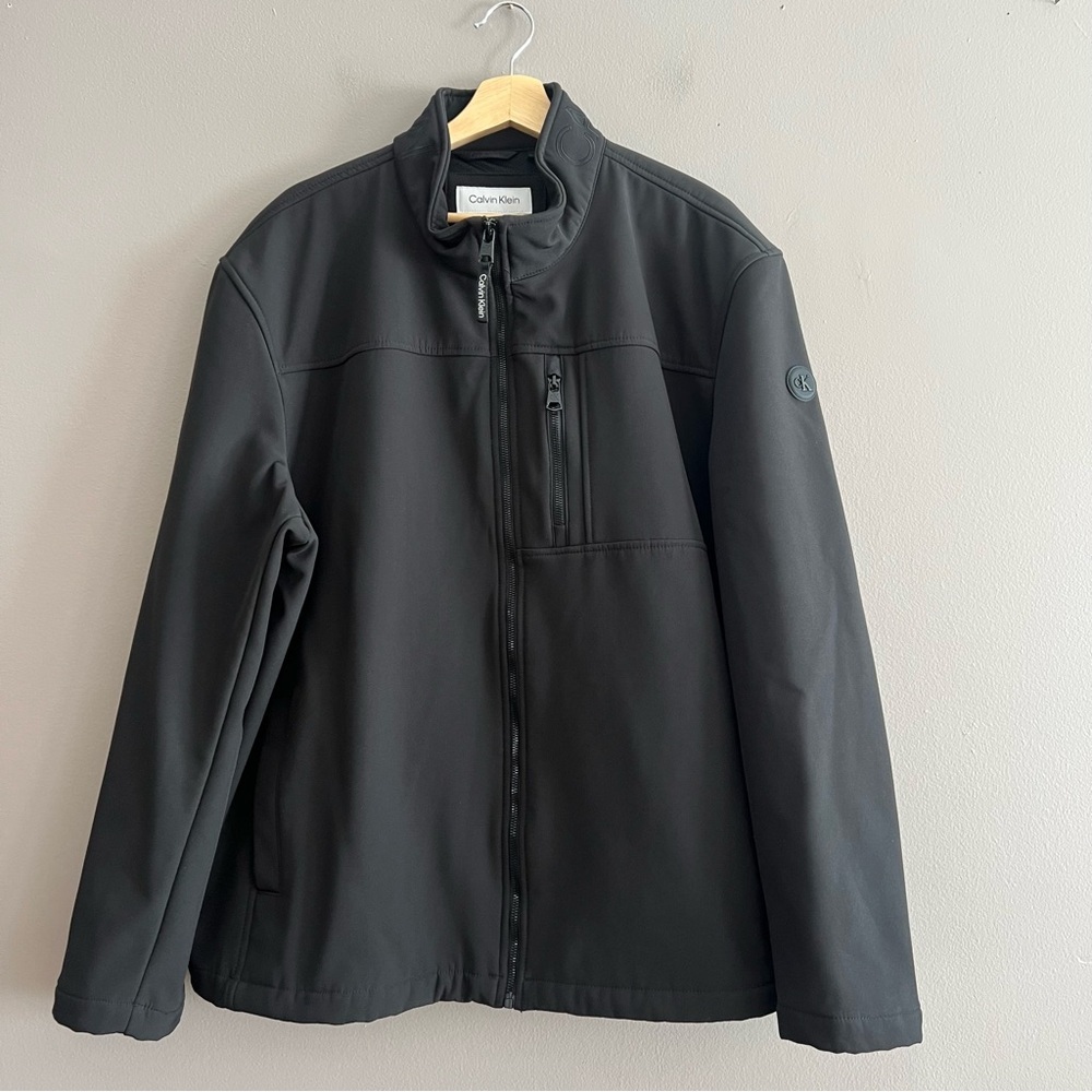 Calvin Klein Men's Infinite Stretch Soft Shell Jacket Fleece Lined Black XXL